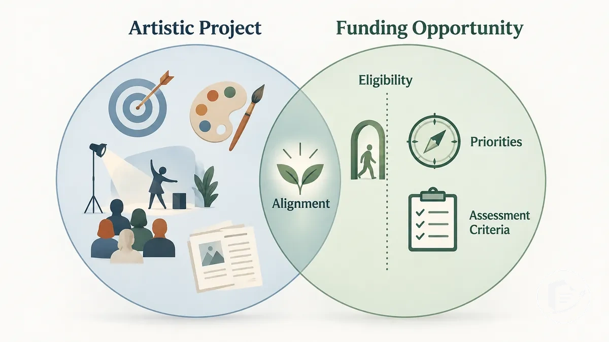 Gráfico mostrando alinhamento entre um projeto artístico e uma oportunidade de edital